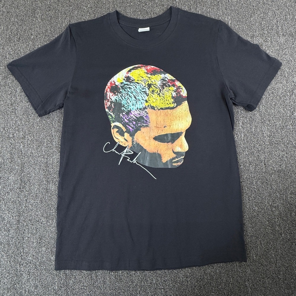 Chris Brown Graphic T-Shirt Mens Medium Black Short Sleeve Cotton Concert Tee
